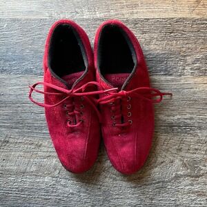 Propét Red Suede Leather Comfort Walking Shoes Women's‎ Size 7M Casual Lace Up